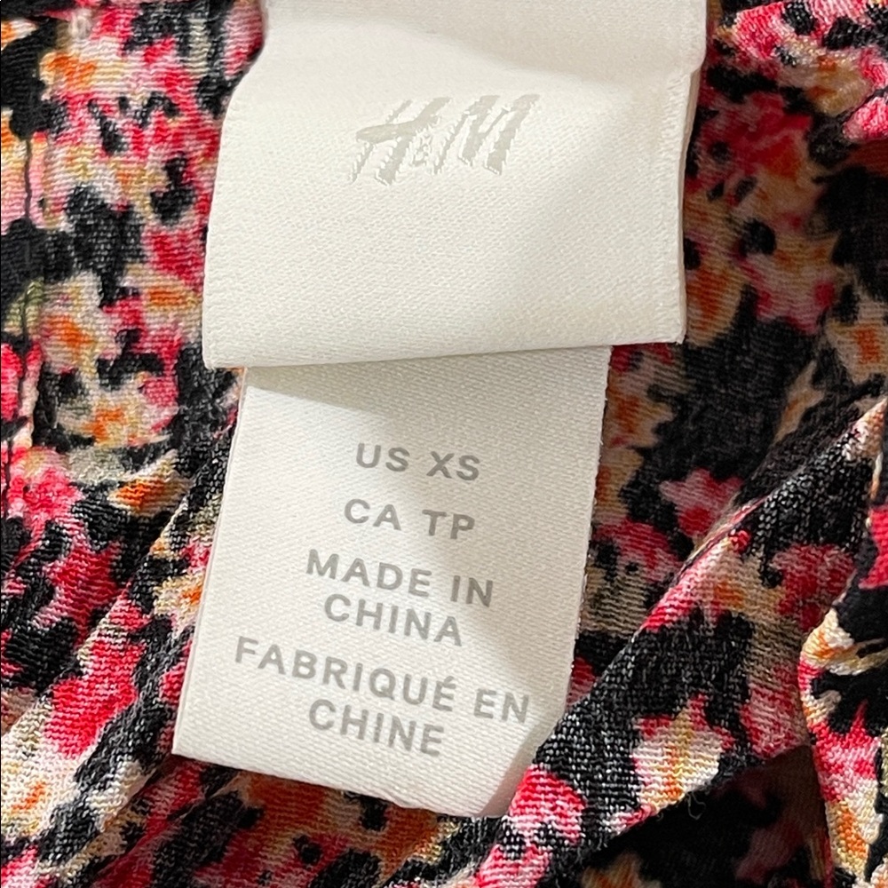 H&M Ditsy Floral Crepe Long Midi Peasant Dress Size XS - Picture 8 of 9